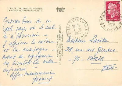 Rota dos Grandes Goulets — Paisagens do Vercors — Éditions J. Cellard - Bron (Rhône) — Verso