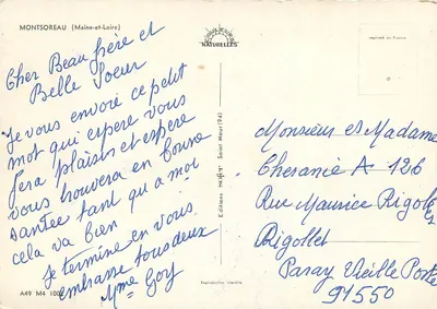 Zamek Montsoreau — widok z lotu — Wydawnictwo Soffet (A49 M4 1002) — Rewers