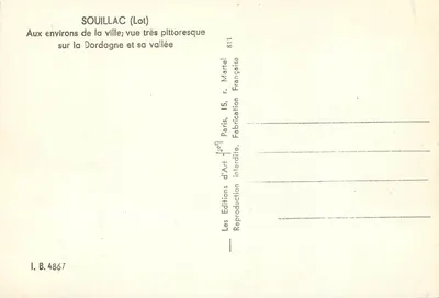 Souillac (Lot) — bardzo piękny widok na Dordogne i jej dolinę — Les Éditions d'Art — Rewers