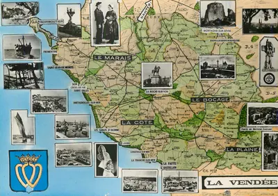 A Vendée — Carta postal panorâmica com fotos e mapa geográfico — Edit. Jelly-Poupin