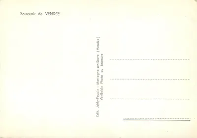 A Vendée — Carta postal panorâmica com fotos e mapa geográfico — Edit. Jelly-Poupin — Verso