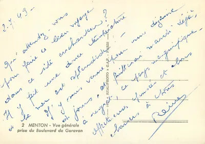 Menton — ogólny widok z bulwaru Garavan — wydawca REAL-PHOTO, Paryż — Rewers