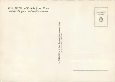 Èze-Village (A.M.) — No Coração do Ninho do Falcão — L. Gilletta & Cie, Nice — Verso