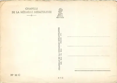 Tarjeta postal moderna Capilla de la Medalla Milagrosa — Reverso