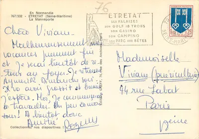 Falaise Étretat — Widok Arki — Éditions Greff, Paryż — Rewers