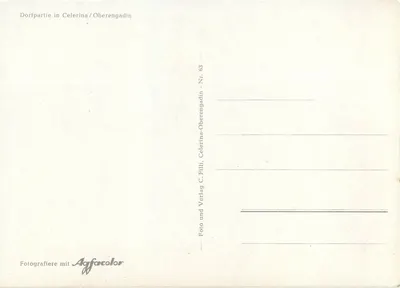 Widok wioski w Celerina/Oberengadin — fotografia C. Filli, n° 63 — Rewers