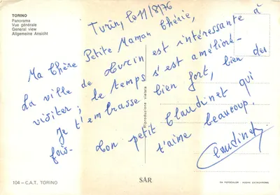 Turim — Vista geral — C.A.T. TORINO n°104 — Verso