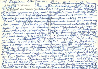 Avignon — Katedra i Pałac Papieski (XIV wiek) — wydawca: Drukarnia św. Krzyża, AVIGNON (N° 21) — Rewers