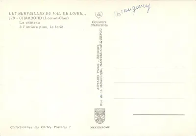 Chambord — Zamek na tle, las — Artaud Frères, Nantes — Rewers