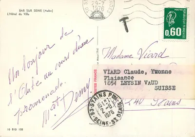 Bilhete postal moderno Bar-sur-Sienne Aube L Hotel de Ville — Verso