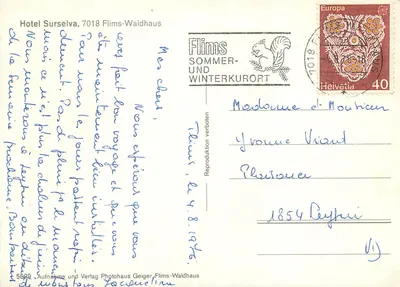 Hotel Surselva — Flims-Waldhaus — Flims, Suíça — Verso