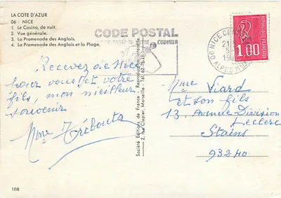 Nice — widok panoramiczny i nocny — Société Éditions de France — Rewers