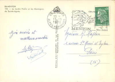 Menton — Publiczny ogród i góry św. Agnieszki — Wydawnictwo Art Montluet — Rewers