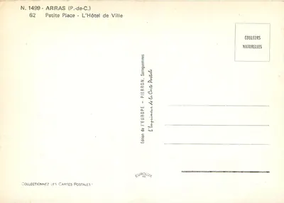 Arras (P.-de-C.) — Petite Place — El Ayuntamiento — Edición de la EUROPE — Reverso