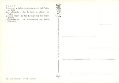 Aosta — Ogólny widok z glacjarem Ruitor na tle — Wyd. F.lli Enrico - Ivrea — Rewers