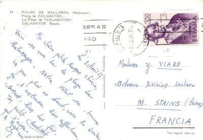 Praia de Calamayor — Palma de Mallorca — Made in Spain — Verso
