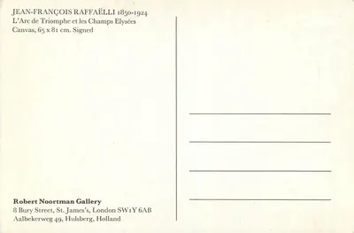 Cung điện Hòa Bình và các con đường Champs-Élysées — tranh của Jean-François Raffaëlli — xuất bản bởi Robert Noortman Gallery — Mặt sau