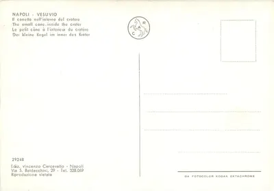 Wulkan Wезувiusz — Mały stożek wewnątrz kruku — Edizioni Vincenzo Cercavallo, n° 320 — Rewers