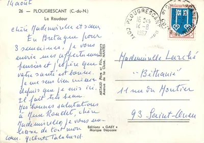 PLOUGRESCANT — Vista dei roccoli costieri — Edizioni Gaby — Verso