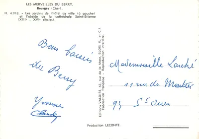 Bourges (Cher) — Ogrody hotelu miejskiego i absyda katedry Świętego Etienne (XIII–XVI wiek) — Wydawnictwo VALOIRE — Rewers
