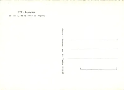 Jezioro Gérardmer — widok z drogi Vagnney — Wydawnictwo Henry, Nancy — Rewers