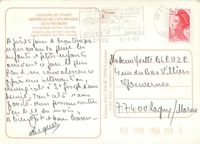 Ile d'Yeu — General View of Port-Joinville — Art Editions 'JACK' n°27700 — Back