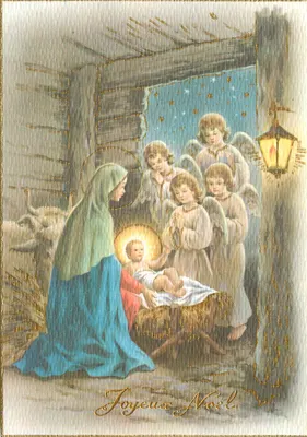 Natividade — Anjos e Maria — Impresso na Itália