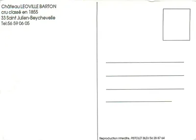 Castelo Léoville-Barton — classificado em 1855 — PISTOLET BLEU — Verso