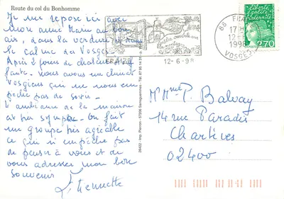 Trasa do wzniesienia Bonhomme — Vosges — Wyd. Pierron, 26422 — Rewers