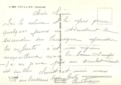 Grillon — widok wieży, pola lavandy i wioski — Éd. J. CELLARD — Rewers