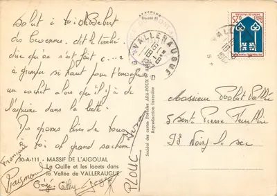 Massif de l'Aigoual — Vale de Valleraugue — Sociedade das Cartas Postais APA-POUX — Verso