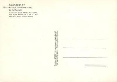 La Cattedrale di Rouen — In Normandia — Éditions GREFF — Verso