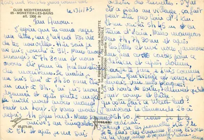 Club Méditerranée — Monetier-les-Bains — Wydawnictwo 'La Cigogne' — Rewers