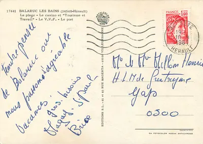 Balaruc-les-Bains — plaża, kasyno i port — Éditions S.L. - 69100 Villeurbanne — Rewers