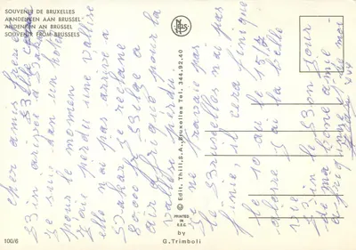 Pátio da Bolsa — Bruxelas — editor Thill, S.A. n° 100/6 — Verso