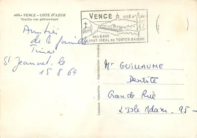 Vence - Côte d'Azur — Velha rua pitoresca — editor não identificado, n° 460 — Verso