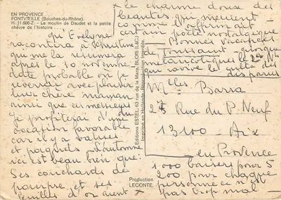 Moinho de Daudet e a cabra pequena — Edições ESTEL, n° H.11.606-Z — Verso
