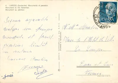 Laredo (Santander) — Monumento ao pescador — Garcia Garrabella & Cia. S.R.C. — Verso