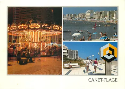 Canet-Plage — vista da praia, do carrossel e do cais — Éditions Combier, Macon