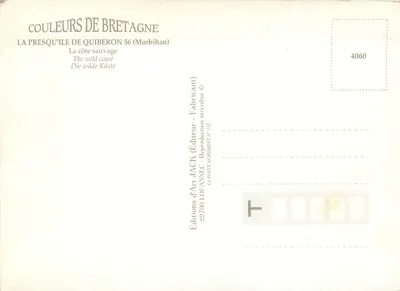 A Costa Selvagem de Quiberon — vista aérea — Éditions d'Art Jack, n° 4060 — Verso