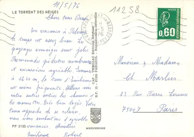 Le Torrent des Neiges — Éditions Théojac Panazol — IRIS — Rewers