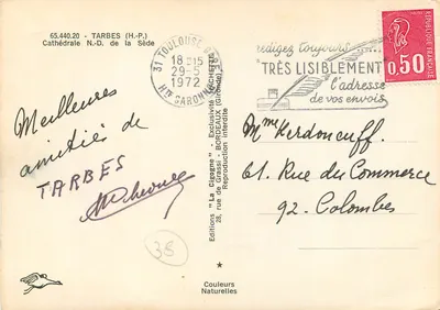 Katedra NMP w Sède — Tarbes — Wydawnictwo 'La Cigogne', nr 38 — Rewers