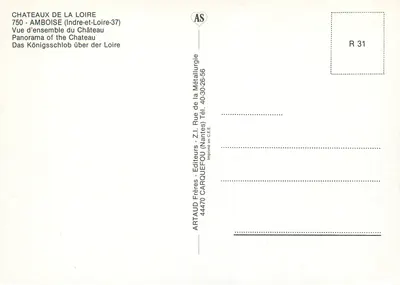Zamek w Loary — Ogólny widok Zamku w Amboisie — Artaud Frères, R 31 — Rewers