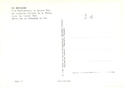 Most wiszący w La Roche-Bernard — nad ujściem rzeki Vilaine — wydawca REMA, nr 4665-Y — Rewers