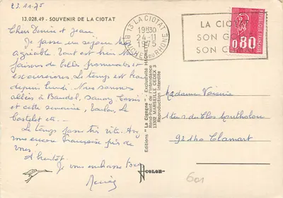 La Ciotat — Lembrança de La Ciotat — Edições 'La Cigogne' — Verso