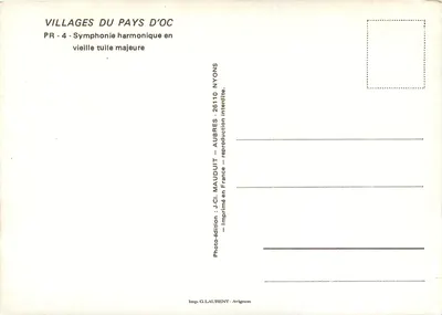 Vilas do Pays d'OC — PR-4 — Sinfonia harmônica em velha tijolos maiores — J.-Cl. MAUDUIT — Imp. G. LAURENT - Avignon — Verso