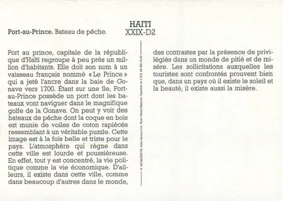 Port-au-Prince — Barco de pesca — Photo-Service S.A. XXIX-D2 — Verso