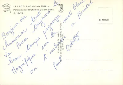 Koło Mont Blanc z jeziora Blanc — Wydawnictwo Ekonomii Bron — Rewers