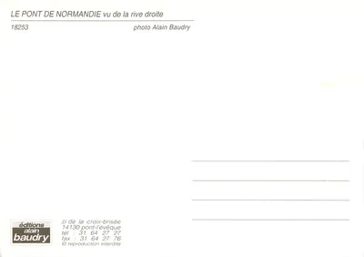 Most Normandii — widok z prawego brzegu — wydawnictwo Alain Baudry n°18253 — Rewers
