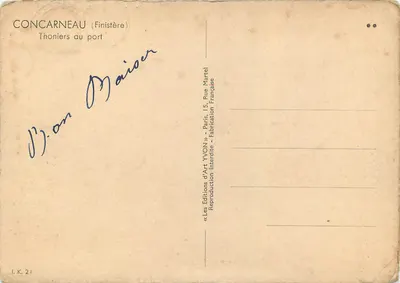 Concarneau (Finistère) — Thoniers no porto — Éditions d'Art YVON — Verso